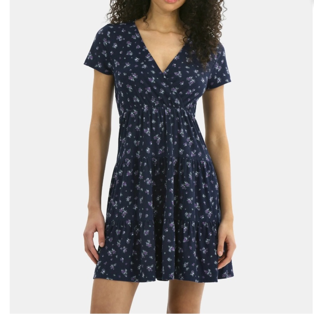 No Boundaries Navy Floral Babydoll Dress